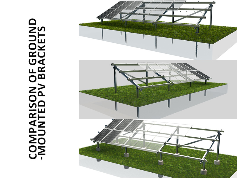 Comparación de tres tipos de sistema de montaje en tierra solar